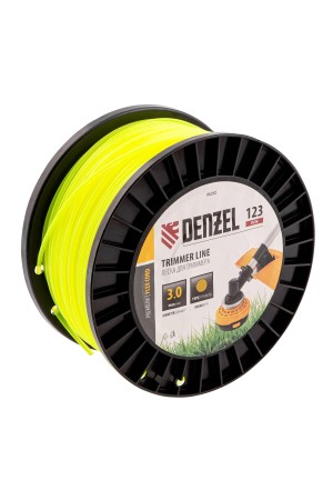 Леска для триммера круглая, 3,0мм х 123м, на DIN катушке FLEX CORD,  Denzel