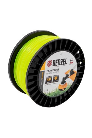 Леска для триммера круглая, 4,0мм х 69м, на DIN катушке FLEX CORD,  Denzel