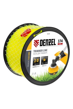 Леска для триммера звезда, 2,0мм х 374м, на DIN катушке FLEX CORD,  Denzel