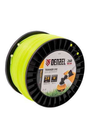 Леска для триммера звезда, 2,4мм х 260м, на DIN катушке FLEX CORD// Denzel