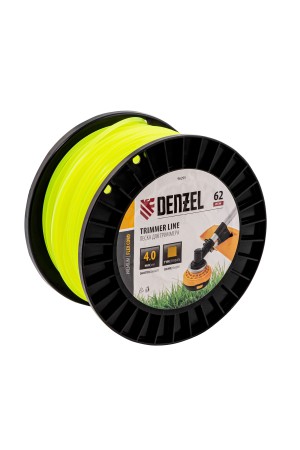 Леска для триммера квадрат, 4,0мм х 62м, на DIN катушке FLEX CORD// Denzel