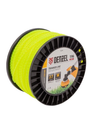 Леска для триммера витой квадрат, 2,7мм х 196м, на DIN катушке FLEX CORD// Denzel
