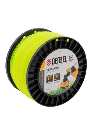 Леска для триммера витой квадрат, 3,0мм х 163м, на DIN катушке FLEX CORD// Denzel