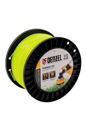 Леска для триммера зубчатый квадрат, 2,4мм х 172м, на DIN катушке FLEX CORD// Denzel