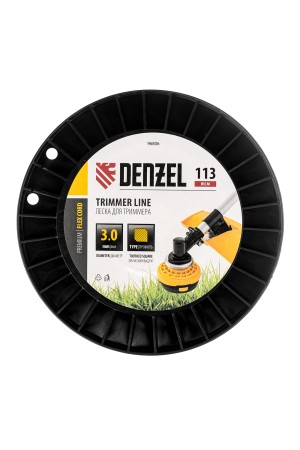 Леска для триммера зубчатый квадрат, 3,0мм х 113м, на DIN катушке FLEX CORD// Denzel