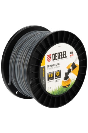 Леска для триммера двухкомпонентная круглая, 4,0мм х 69м, на DIN катушке EXTRA CORD// Denzel