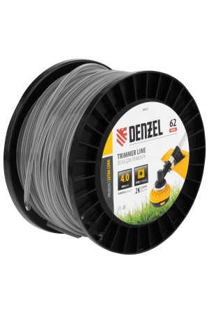 Леска для триммера двухкомпонентная квадрат, 4,0мм х 62м, на DIN катушке EXTRA CORD// Denzel