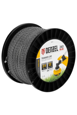 Леска для триммера двухкомпонентная витой квадрат, 2,4мм х 243м, на DIN катушке EXTRA CORD// Denzel