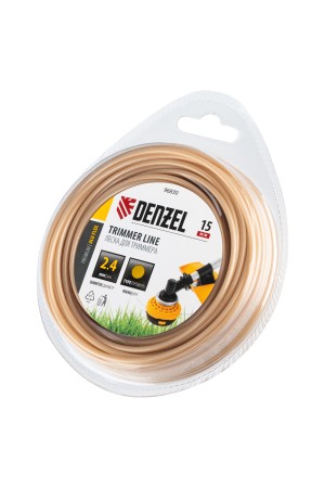 Леска для триммера армированная алюминием круглая, 2,4мм х 15м, блистер ALUFLEX// Denzel