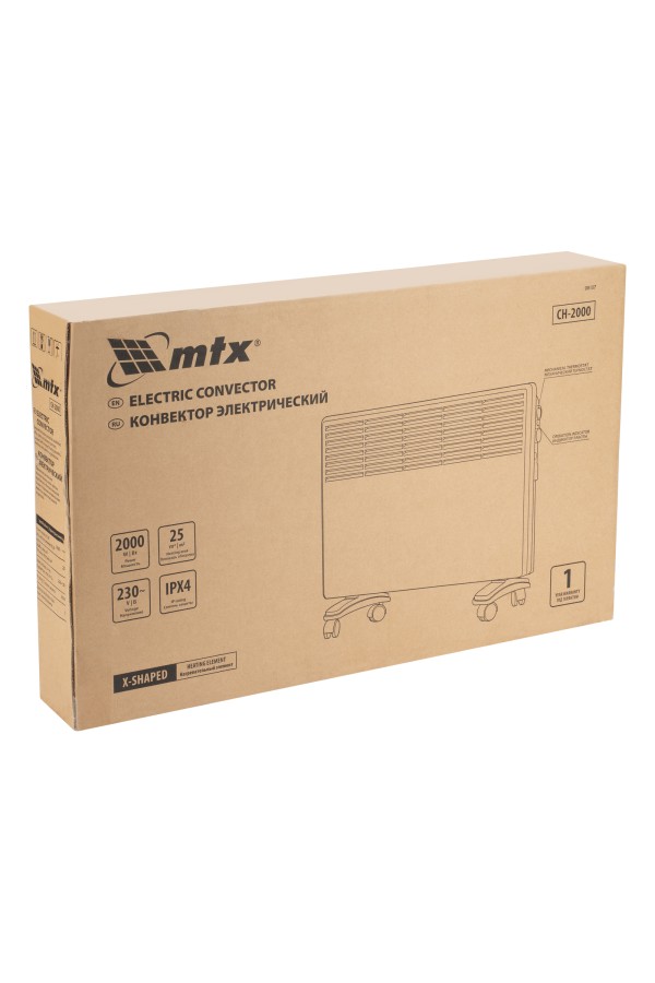 Конвектор электрический CH-2000, 2000 Вт, X-образный нагреватель, термостат, колеса  MTX