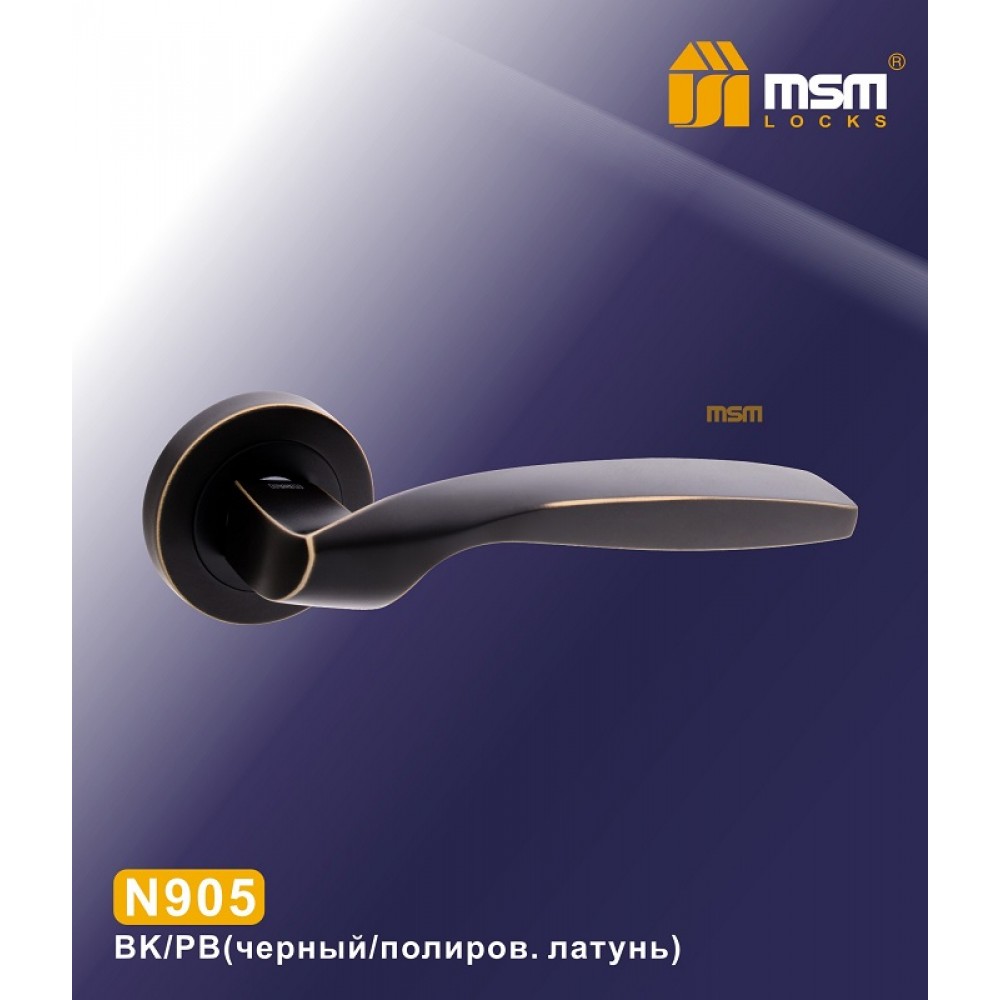 Ручки на круглой накладке N905 Цвет: BK/PB - Черный / Полированная латунь