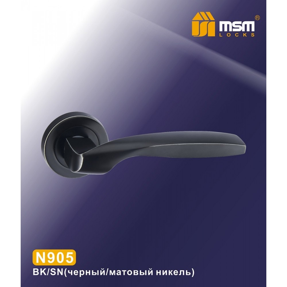 Ручки на круглой накладке N905 Цвет: BK/SN - Черный / Матовый никель
