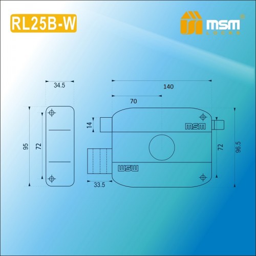 Замок накладной RL14B-W Черный (BK)