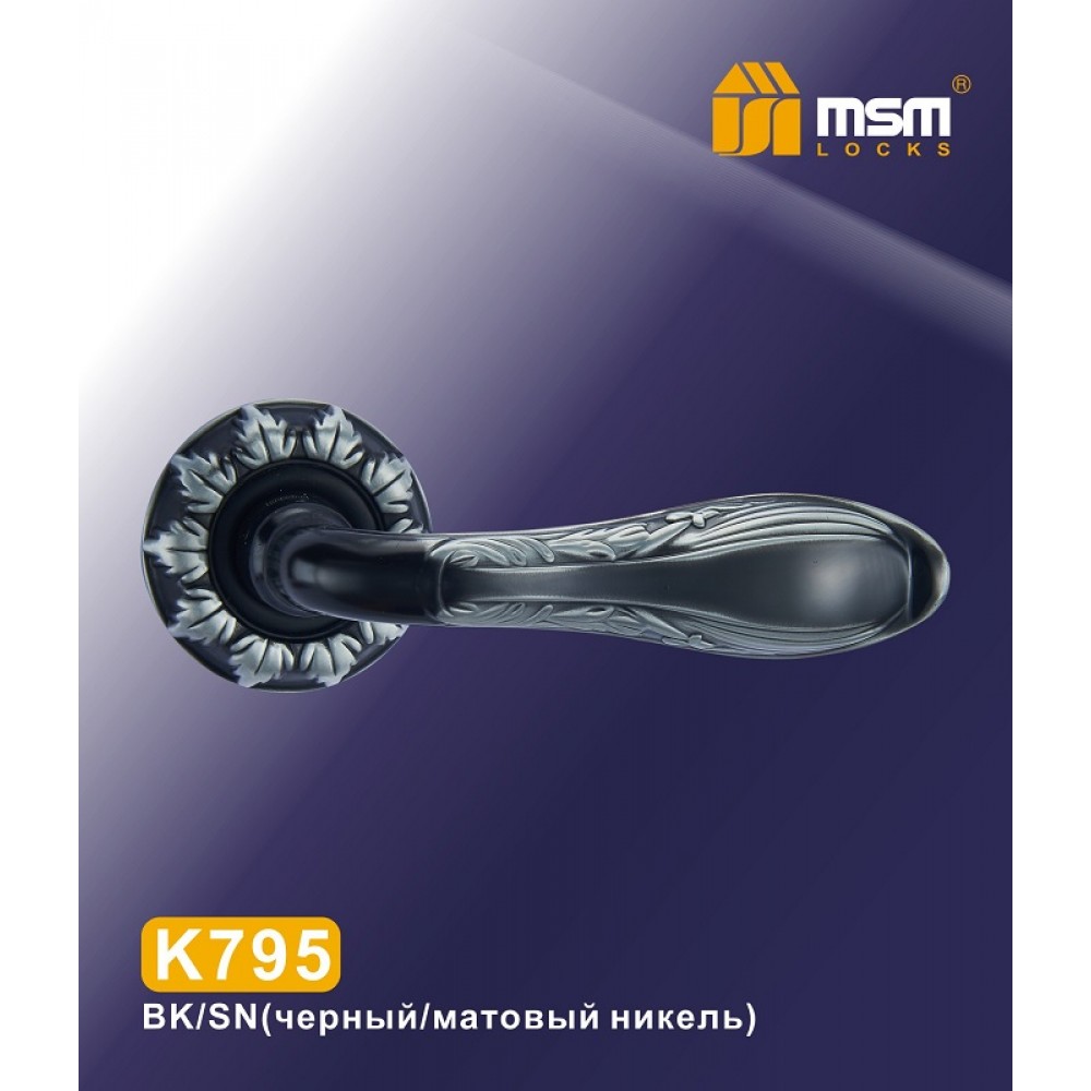 Ручка на круглой накладке К795 Цвет: BK/SN - Черный / Матовый никель