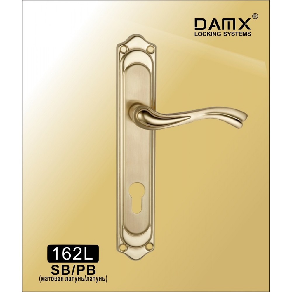 Ручка на планке DAMX 162L Цвет: SB/PB - Матовая латунь / Полированная латунь