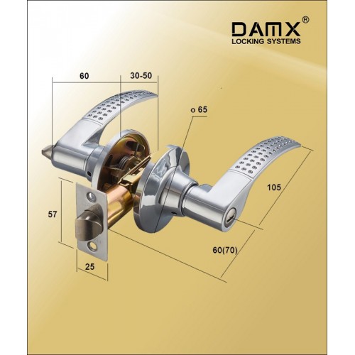 Ручка защелка DAMX Z412-A Blister Полированная латунь (PB)