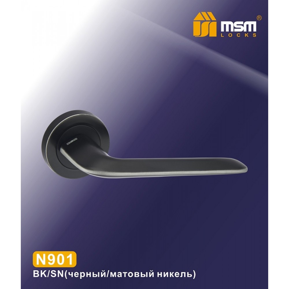 Ручки на круглой накладке N901 Цвет: BK/SN - Черный / Матовый никель