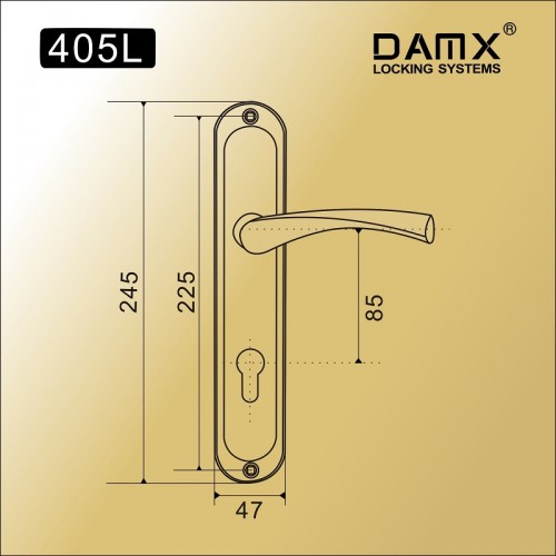 Ручка на планке DAMX 405L Полированная латунь (PB)