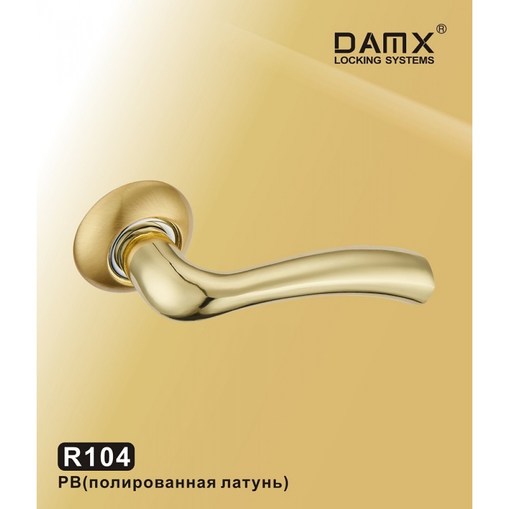 Ручка на круглой накладке R104 DAMX Цвет: PB - Полированная латунь