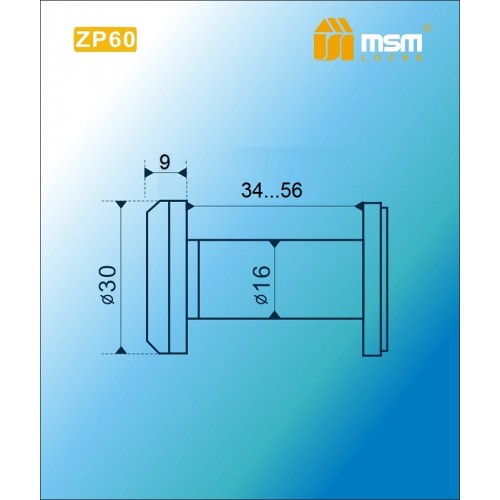 Глазок дверной ZP 30-60 Полированная латунь (PB)