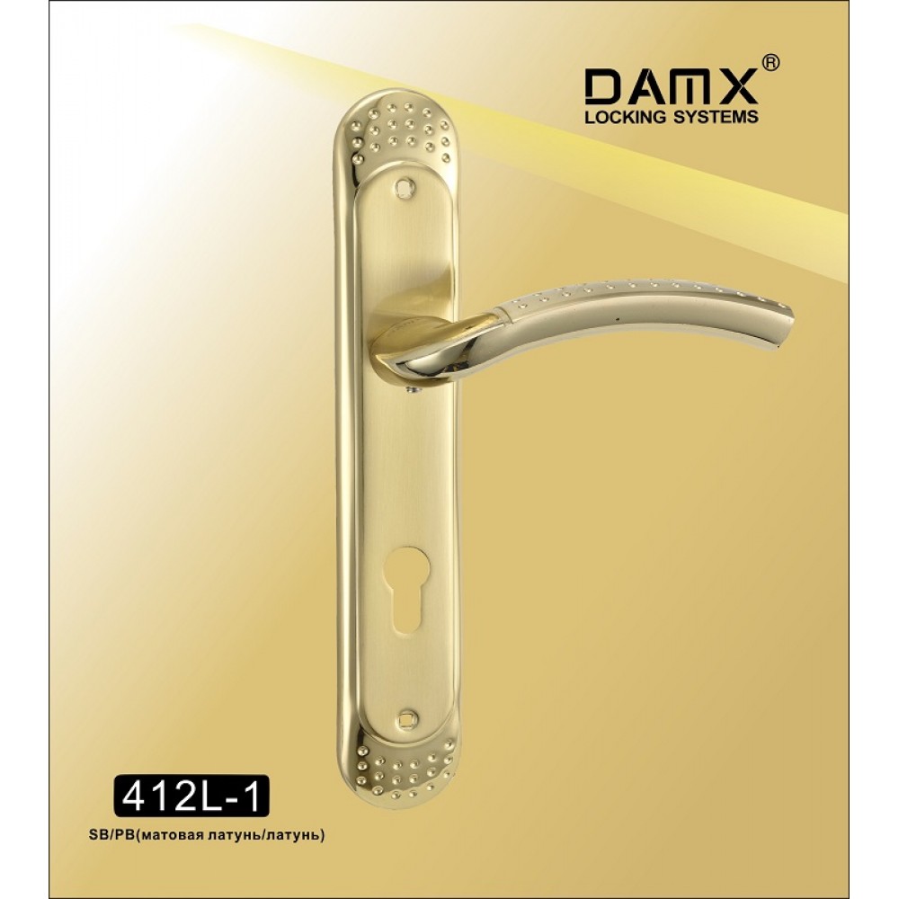 Ручка на планке DAMX 412L-1 Цвет: SB/PB - Матовая латунь / Полированная латунь