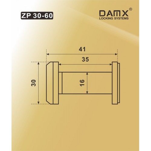 Глазок дверной DAMX ZP 30-60 Полированная латунь (PB)