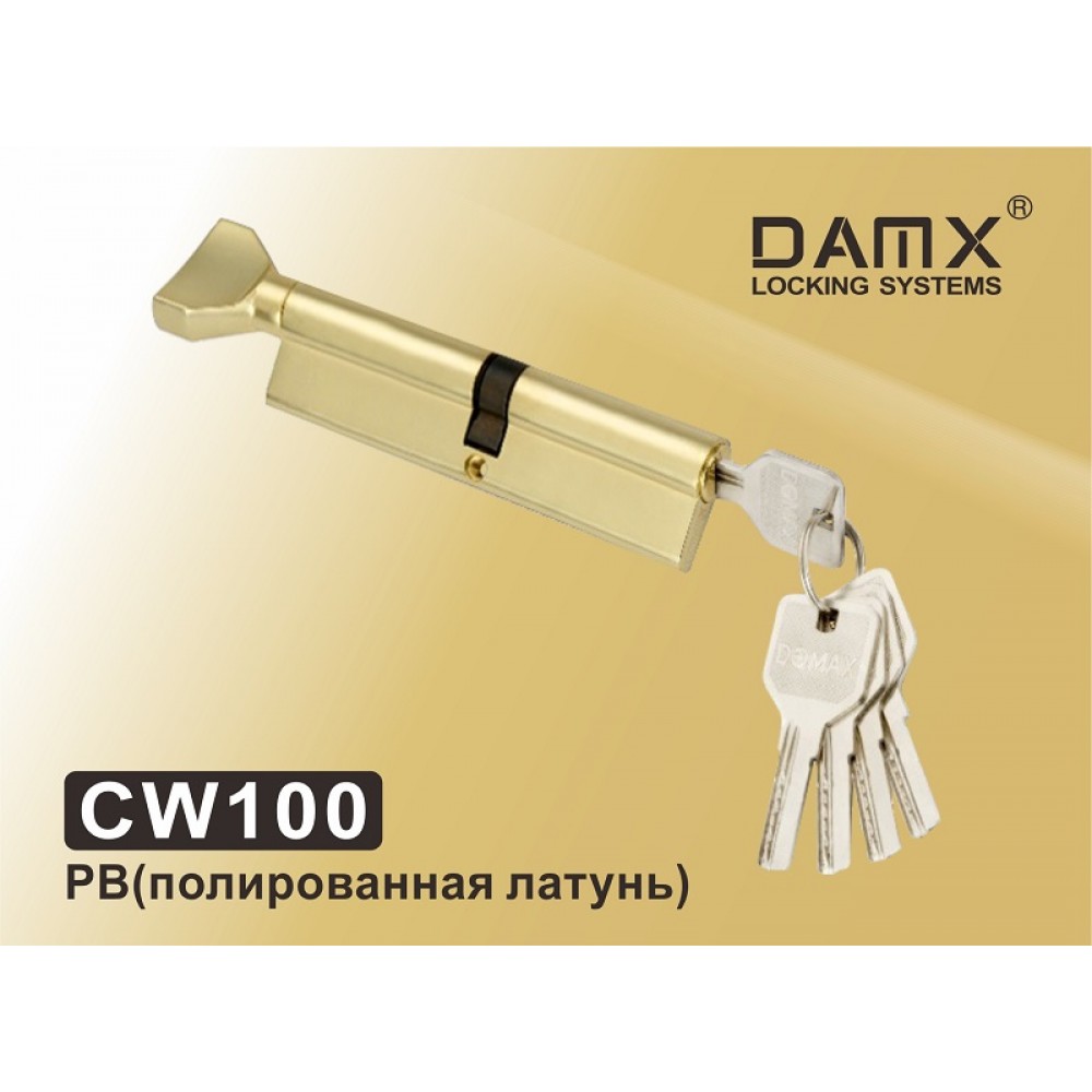 Цилиндровый механизм DAMX Перфорированный ключ-вертушка DAMX CW100 Полированная латунь (PB)