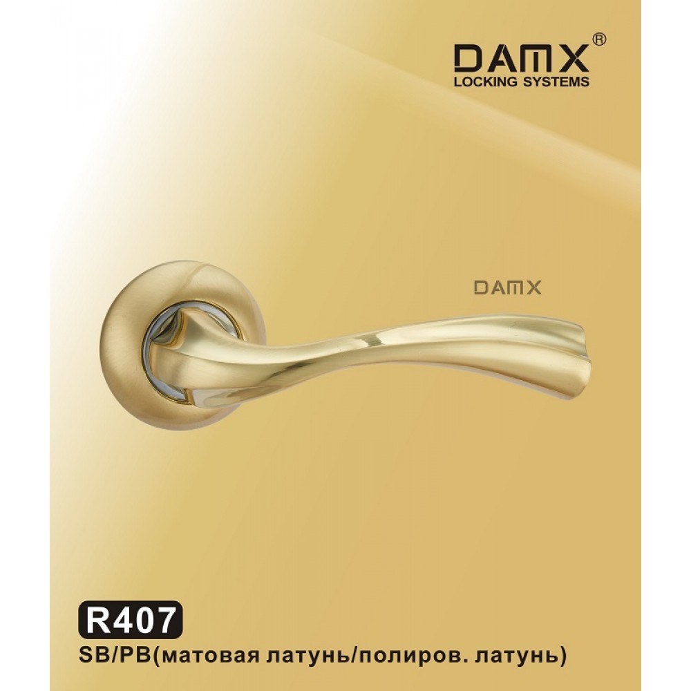 Ручка на круглой накладке R407 DAMX Цвет: SB/PB - Матовая латунь / Полированная латунь