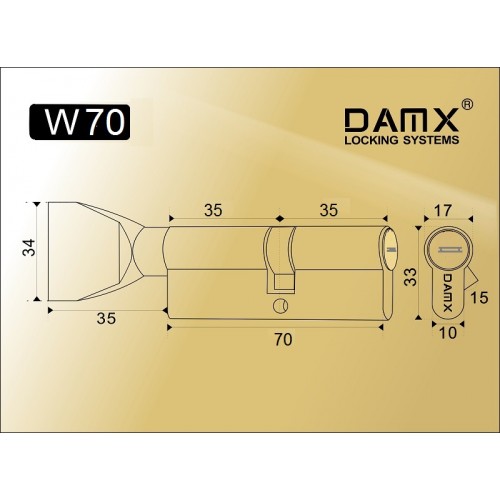 Сантехнический цилиндр  DAMX W70 Полированная латунь (PB)