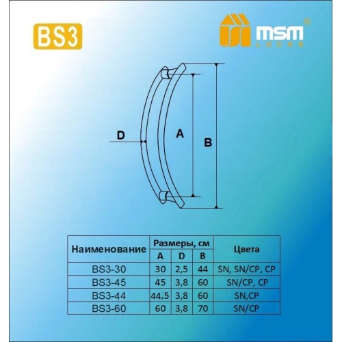 Ручка скоба BS3-60 SN/CP Матовый никель / Хром (SN/CP)