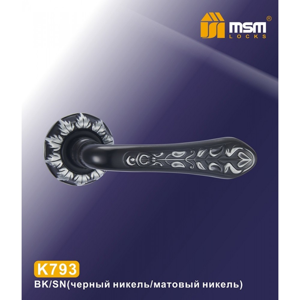 Ручка на круглой накладке К793 Цвет: BK/SN - Черный / Матовый никель