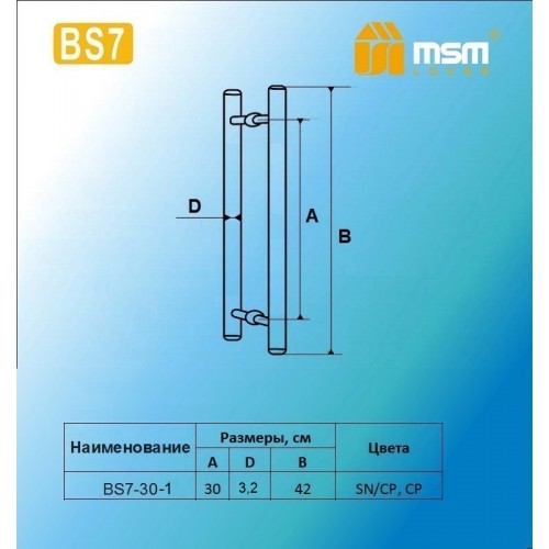 Ручка скоба BS7-30-1 Матовый никель (SN)