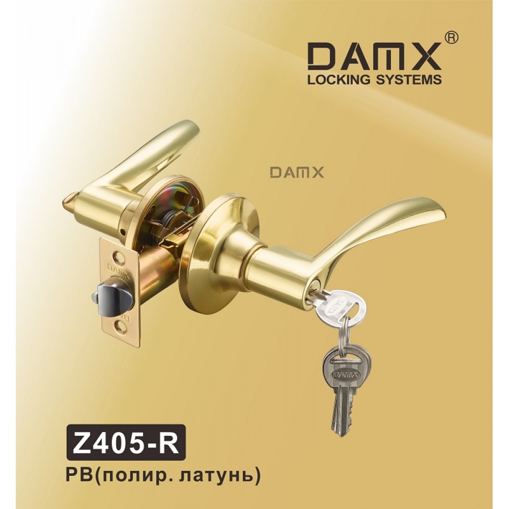 Ручка защелка DAMX Z405-R Blister Полированная латунь (PB)