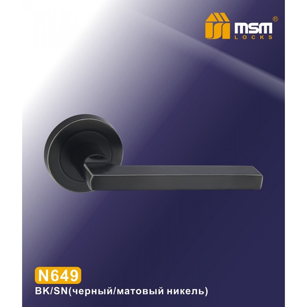 Ручки на круглой накладке N649 Цвет: BK/SN - Черный / Матовый никель