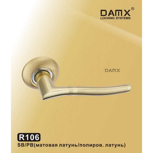 Ручка на круглой накладке R106 DAMX Цвет: SB/PB - Матовая латунь / Полированная латунь