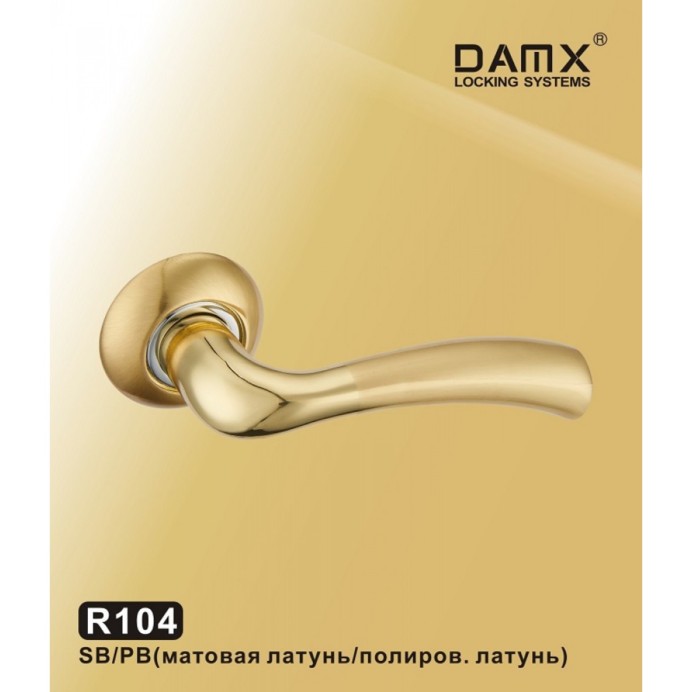 Ручка на круглой накладке R104 DAMX Цвет: SB/PB - Матовая латунь / Полированная латунь