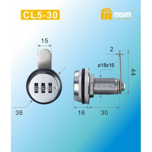 Замок почтовый кодовый CL5 СР 30 mm.