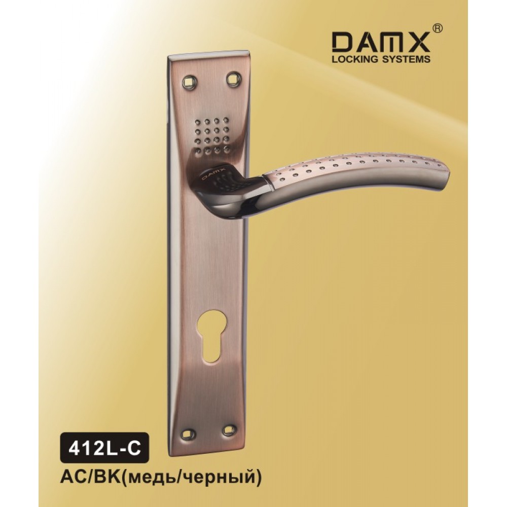 Ручка на планке 412L-С DAMX Цвет: AC/BK - Медь / Черный