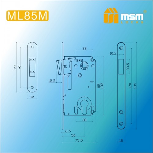 Замок бесшумный (магнитный) ML85M Полированная латунь (PB)