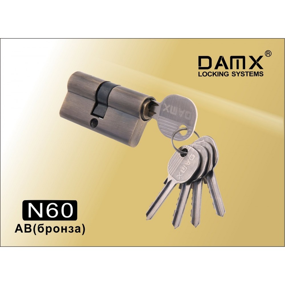 Цилиндровый механизм DAMX Простой ключ-ключ N60 мм Цвет: AB - Бронза