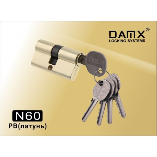 Цилиндровый механизм DAMX Простой ключ-ключ N60 мм Цвет: PB - Полированная латунь
