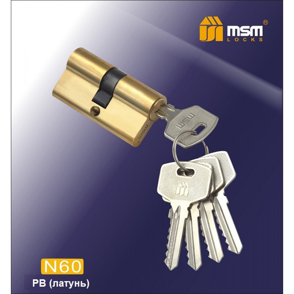 Цилиндровый механизм, латунь Простой ключ-ключ N60 мм Цвет: PB - Полированная латунь