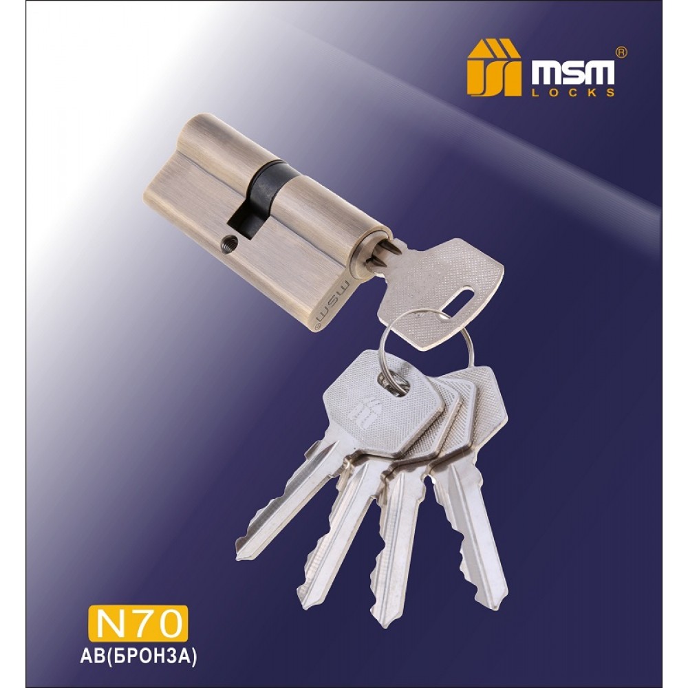 Цилиндровый механизм, латунь Простой ключ-ключ N70 мм Цвет: AB - Бронза