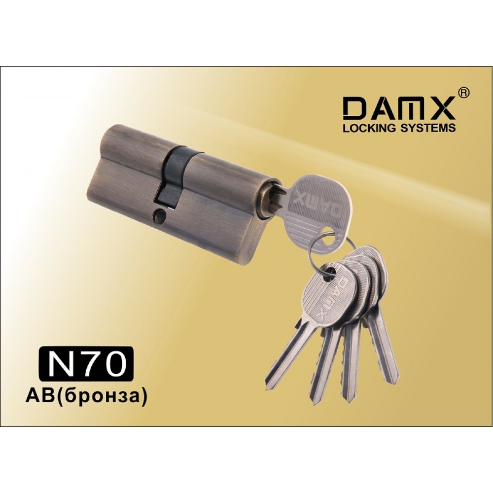 Цилиндровый механизм DAMX Простой ключ-ключ N70 мм Цвет: AB - Бронза