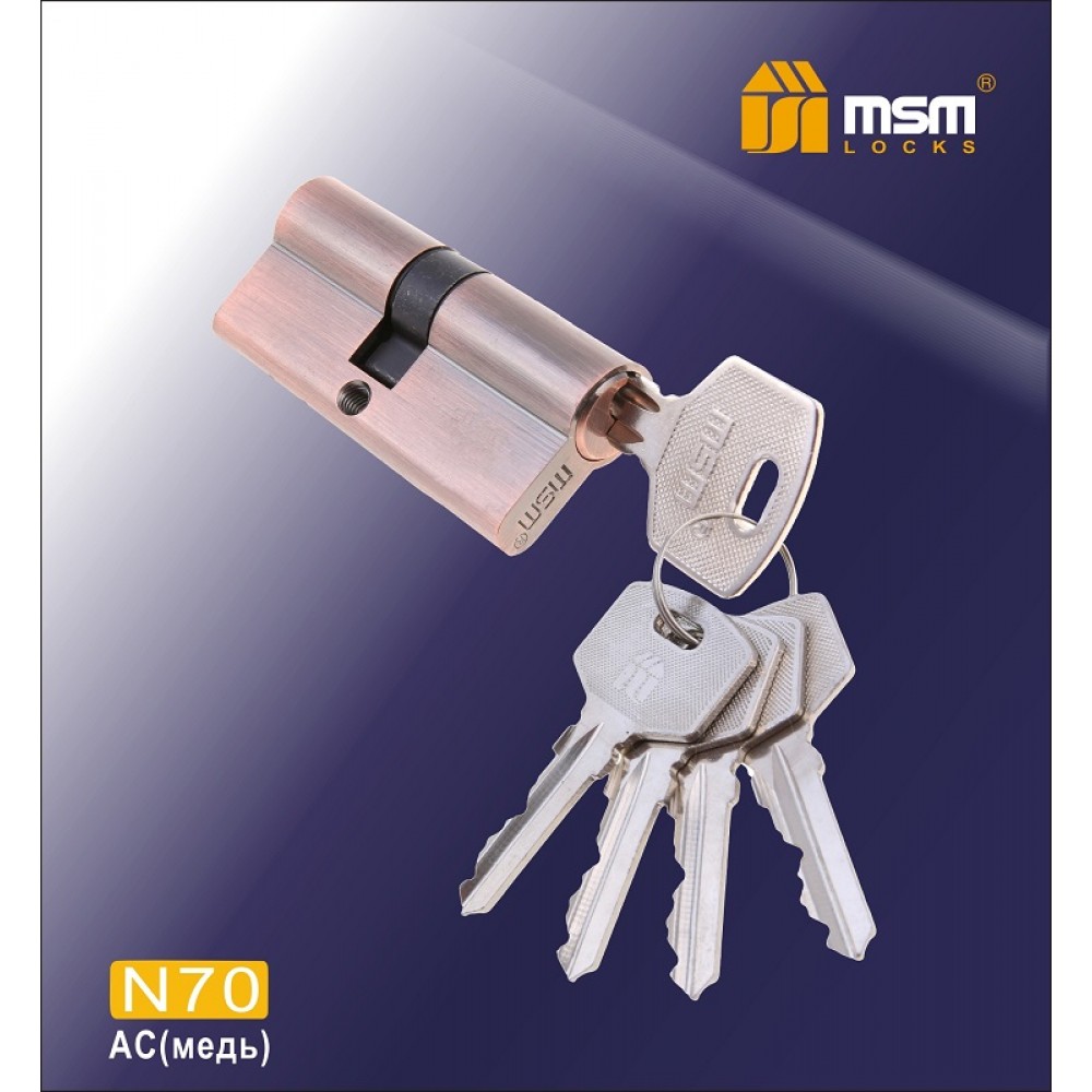 Цилиндровый механизм, латунь Простой ключ-ключ N70 мм Цвет: AC - Медь