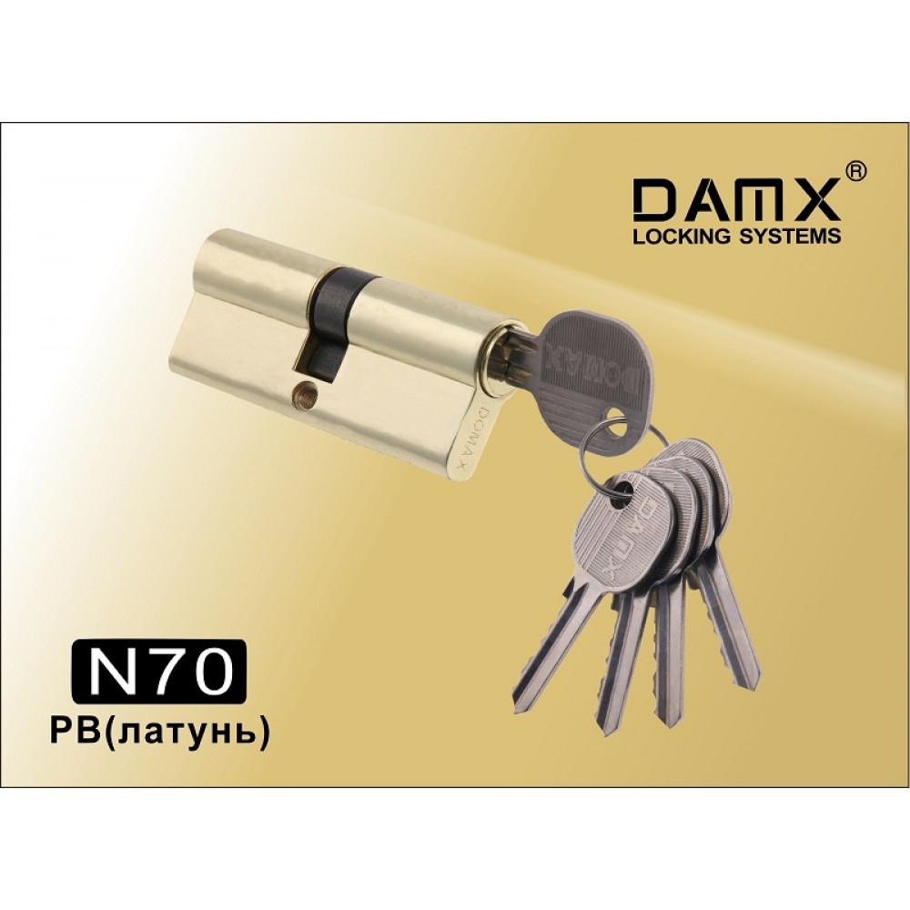 Цилиндровый механизм DAMX Простой ключ-ключ N70 мм Цвет: PB - Полированная латунь