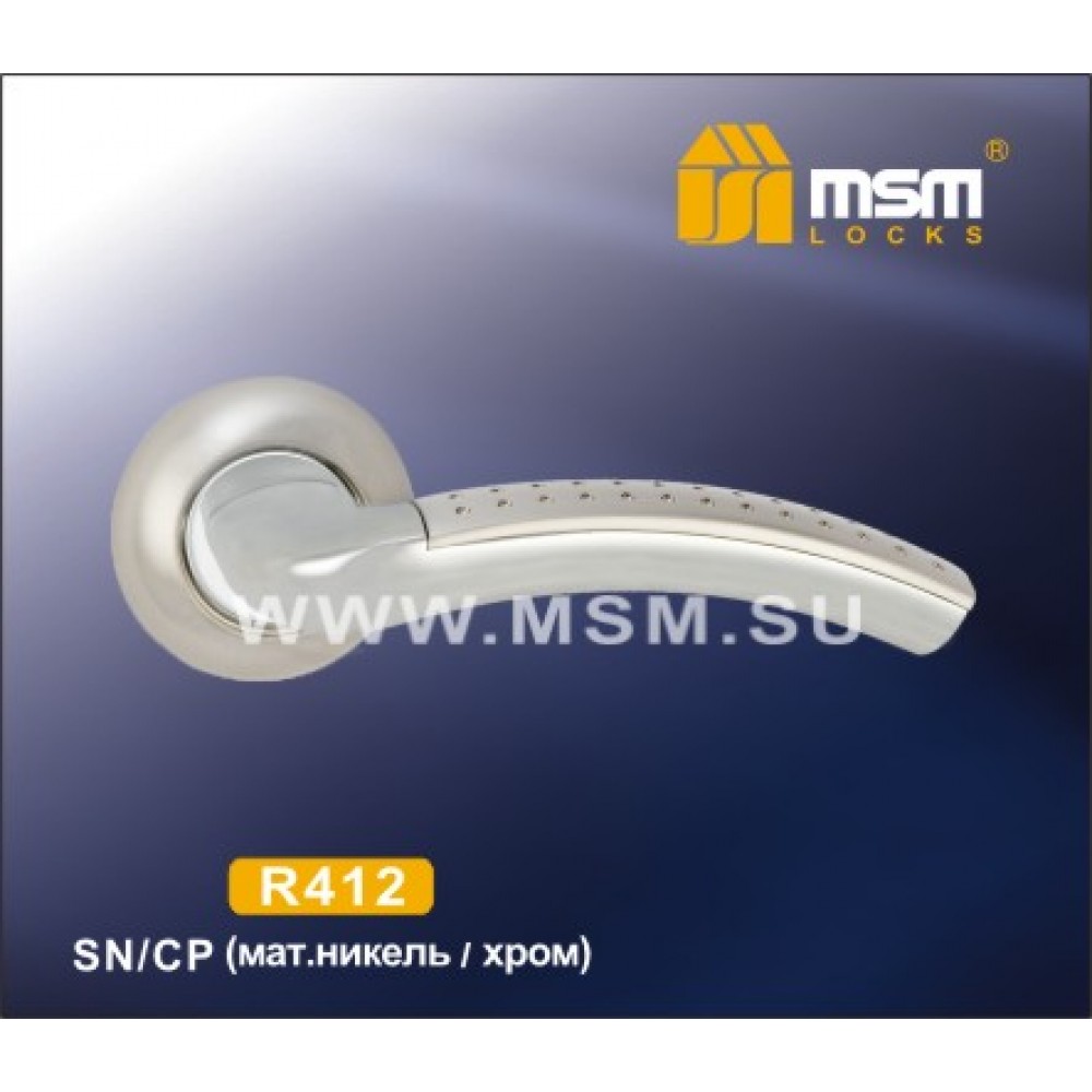 Ручка на круглой накладке R412 Цвет: SN/CP - Матовый никель / Хром