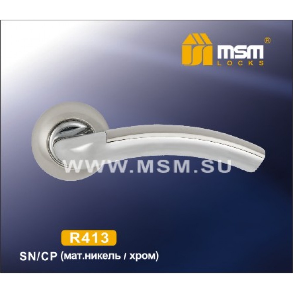 Ручка на круглой накладке R413 Цвет: SN/CP - Матовый никель / Хром