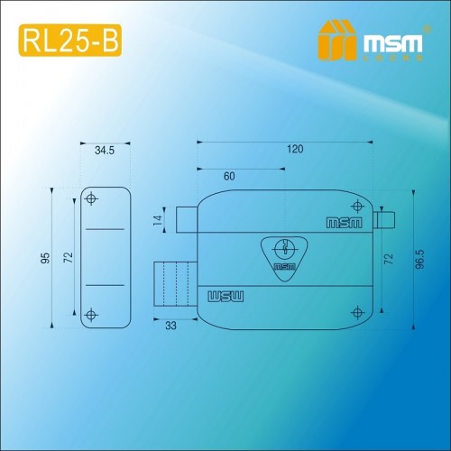 Замок накладной RL12-B (RL25-B) Черный (BK)