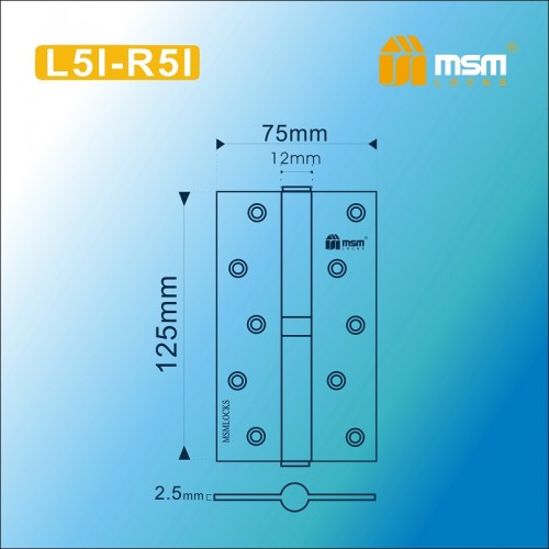 Петля съемная125 мм без колпачка ЛЕВАЯ L5I Полированная латунь (PB)